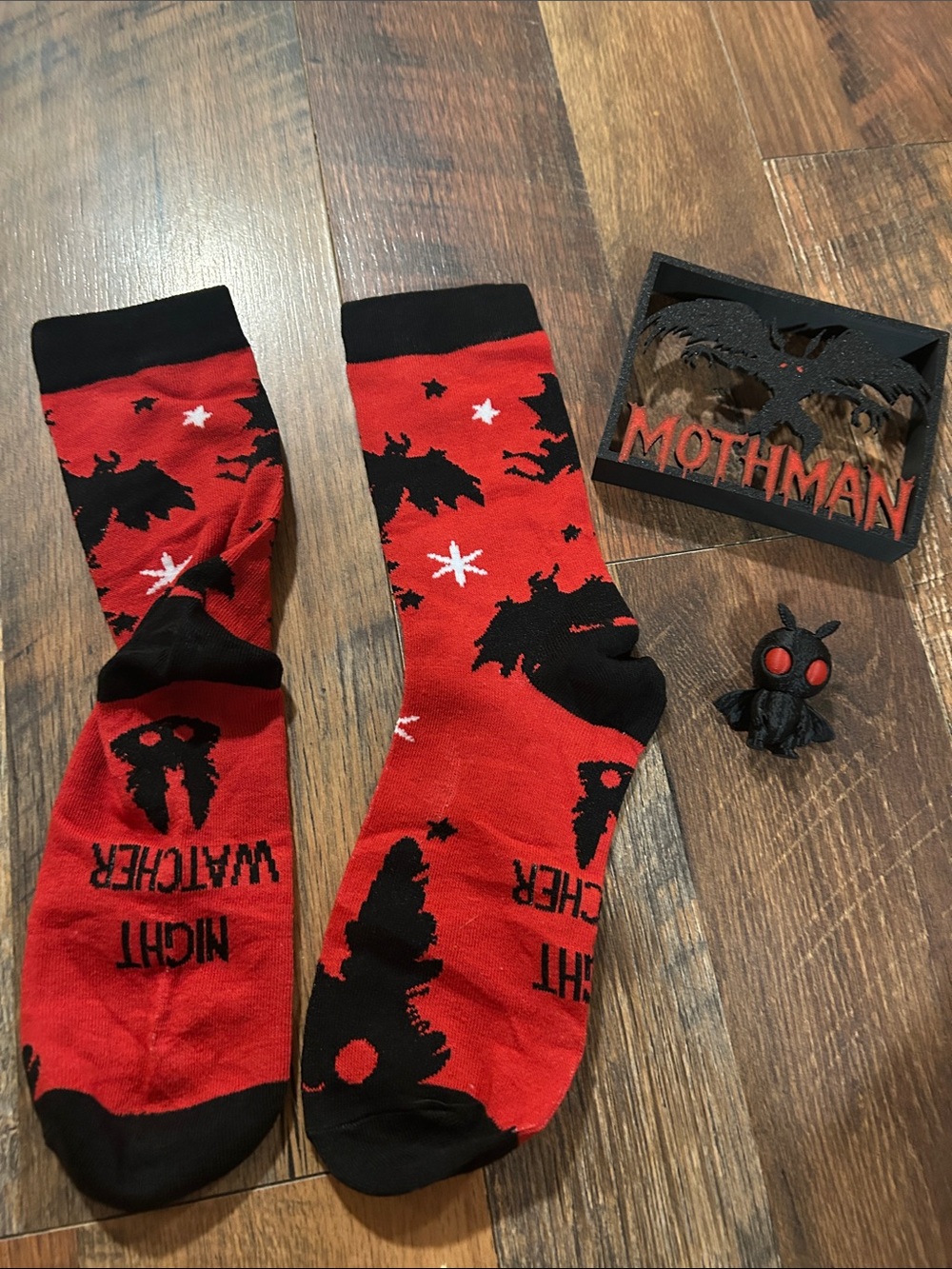 Night Watcher Red Mothmen Crew Socks